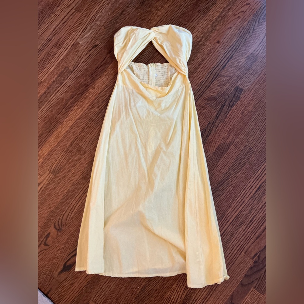 Yellow Strapless Midi Dress